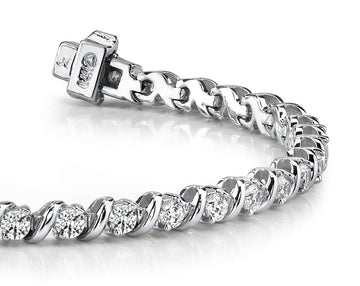 Wavy Hood Link Diamond  Tennis Bracelet with 1.98 ct.(finished) 2.25mm