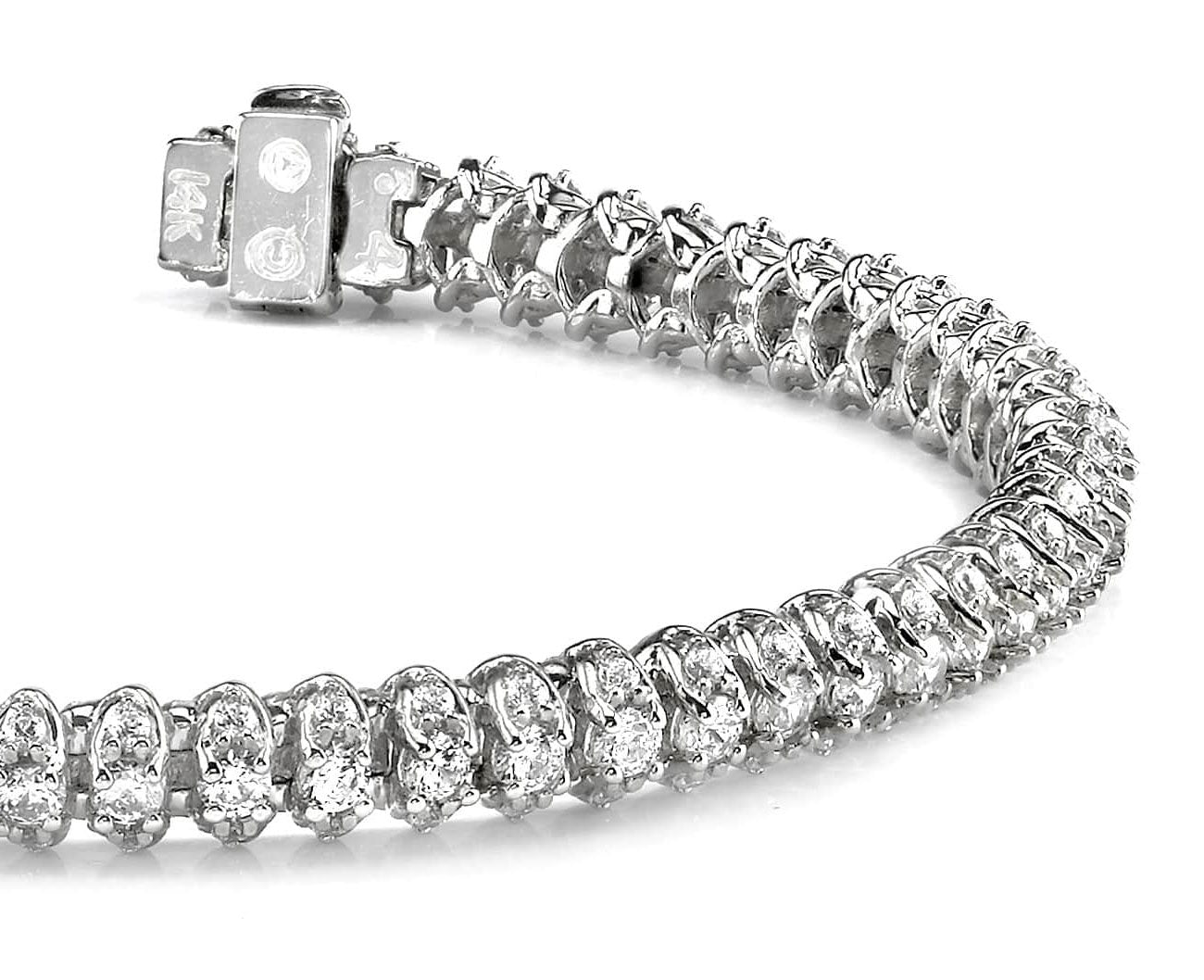Three Row Diamond Scoop Link Bracelet Diamond  with 5.94 ct.(finished) 1.5mm, 2.75mm
