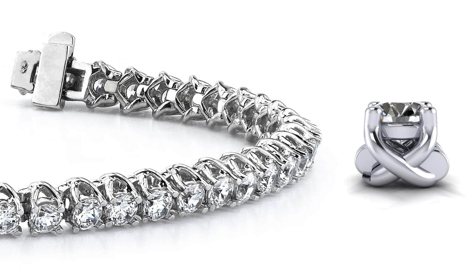 Scoop Link Diamond Strand Diamond Tennis Bracelet with 8.05 ct.(finished) 3.6mm