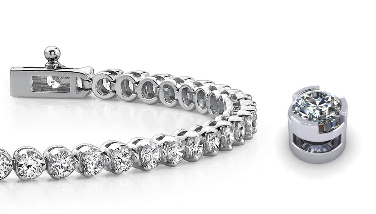 Round Prong Set Diamond  Tennis Bracelet with 2.90 ct.(finished) 2.4mm