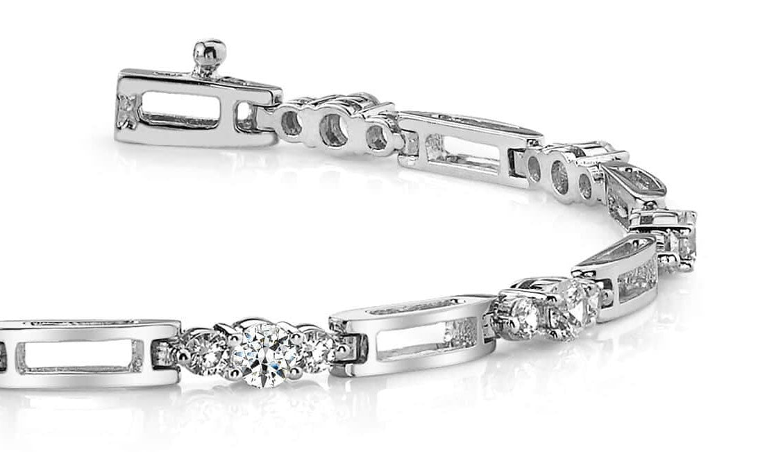 Rectangle Link Diamond Bracelet with 2.00 ct.(finished) 2.2mm, 3.2mm
