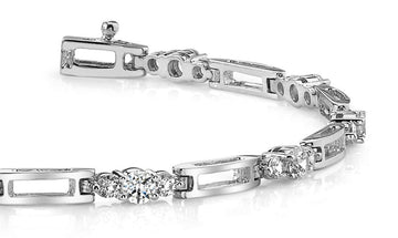 Rectangle Link Diamond Bracelet with 2.00 ct.(finished) 2.2mm, 3.2mm