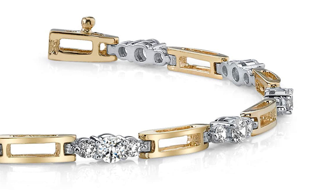 Rectangle Link Diamond Bracelet with 1.20 ct.(finished) 2.2mm, 3.2mm