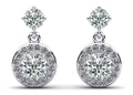 Heavenly Halo Drop Earrings Diamond  with 1.08 ct.(finished) 1mm, 3.8mm, 4mm