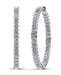 Princess Cut Diamond Hoop Earrings X Large Lab-Grown Diamond  with 12.09 ct.(finished) 3mm