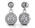 Round Colored Stone Drop Diamond Earrings Lab-Grown Diamond  with 1.90 ct.(finished) 1.3mm, 3.2mm, 5.5mm