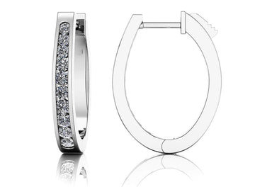 Classic Oval Hoop Earrings Lab-Grown Diamond  with 0.49 ct.(finished) 1.5mm, 1.75mm, 2mm