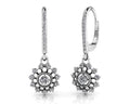 Diamond Starburst Shephard Hook Earrings Diamond  with 1.15 ct.(finished) 1.5mm, 1.9mm, 3.2mm