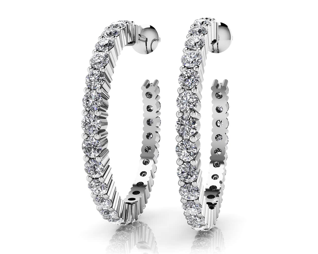 Timeless Diamond Hoop Earrings Lab-Grown Diamond  with 1.50 ct.(finished) 1.9mm
