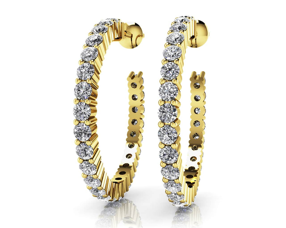 Timeless Diamond Hoop Earrings Lab-Grown Diamond  with 1.50 ct.(finished) 1.9mm