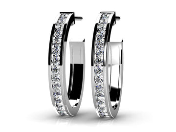 Floating Diamond Hoop Earrings Lab-Grown Diamond  with 1.01 ct.(finished) 1.7mm