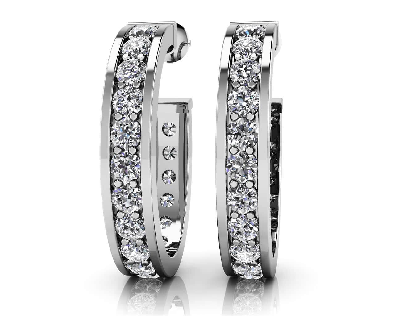 Shared Prong Set Diamond Oval Hoop Earrings Lab-Grown Diamond  with 0.80 ct.(finished) 1.6mm