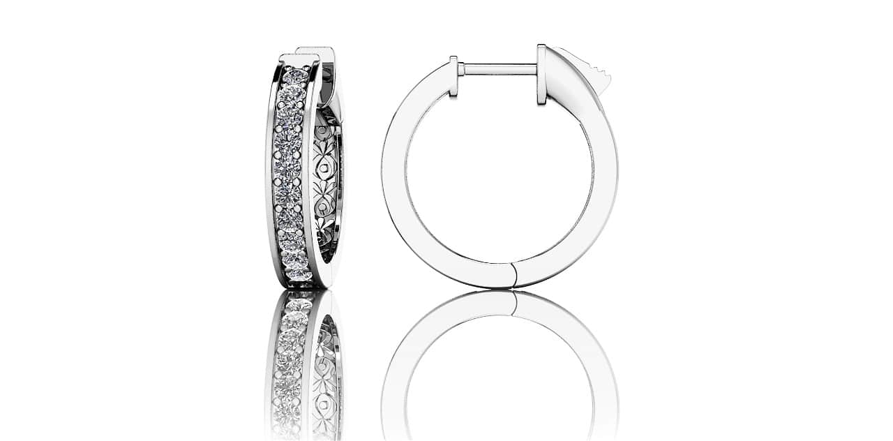 Petit Shared Prong Single Row Diamond Hoops Diamond  with 0.39 ct.(finished) 1.5mm