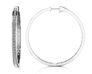 Extra Large Prong Set Diamond Lined Hoops Lab-Grown Diamond  with 2.60 ct.(finished) 2.4mm