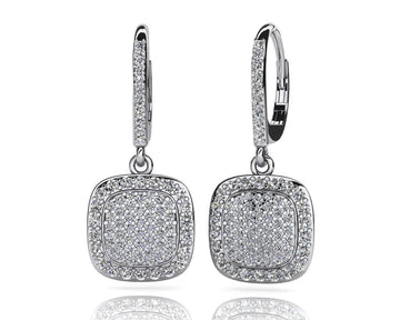 Square Shaped Diamond Cluster Earrings Lab-Grown Diamond  with 1.51 ct.(finished) 1.0mm, 1.2mm, 1.5mm