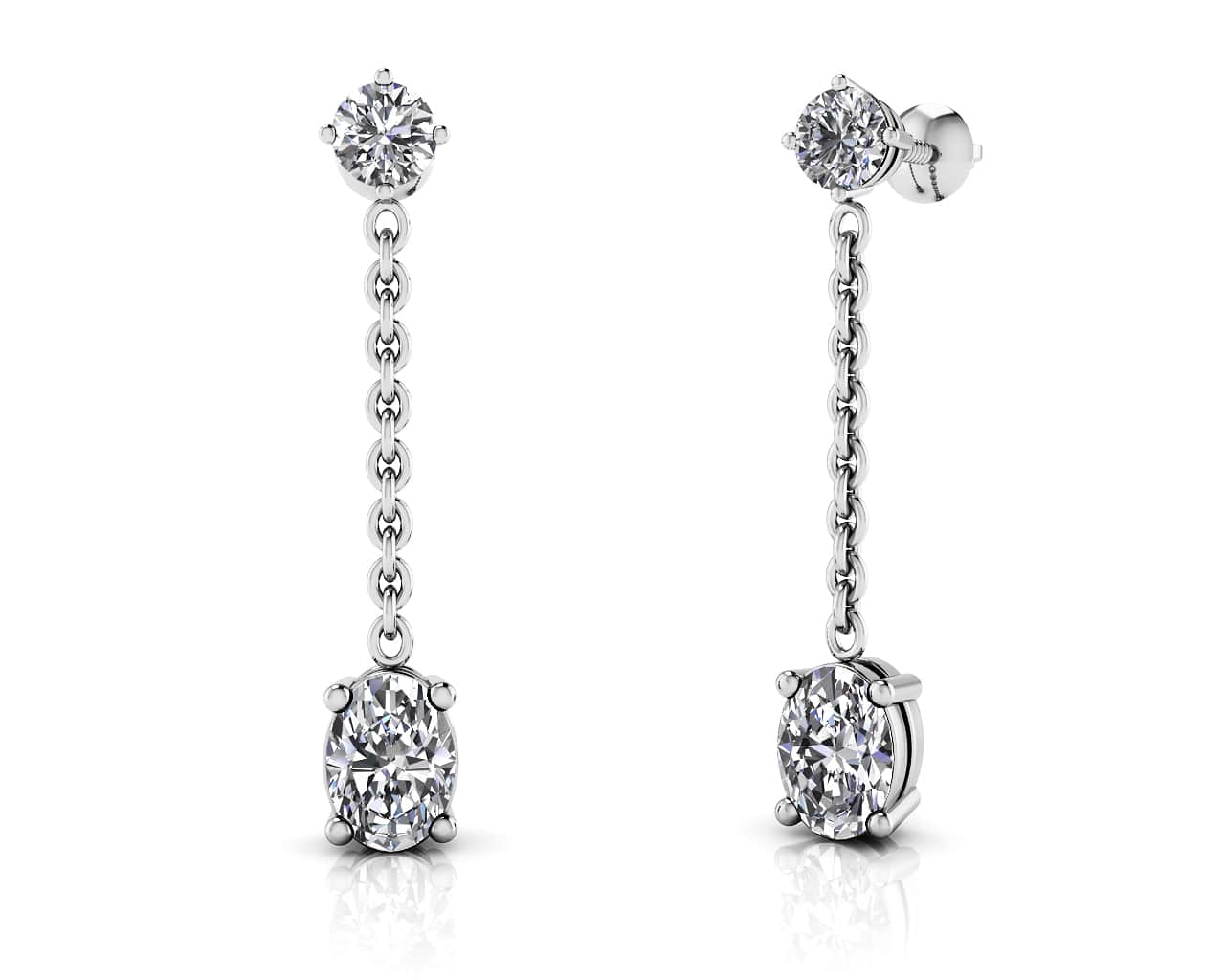 Modern Oval Diamond Drop Earrings Lab-Grown Diamond  with 3.62 ct.(finished) 8x6mm, 3.8mm