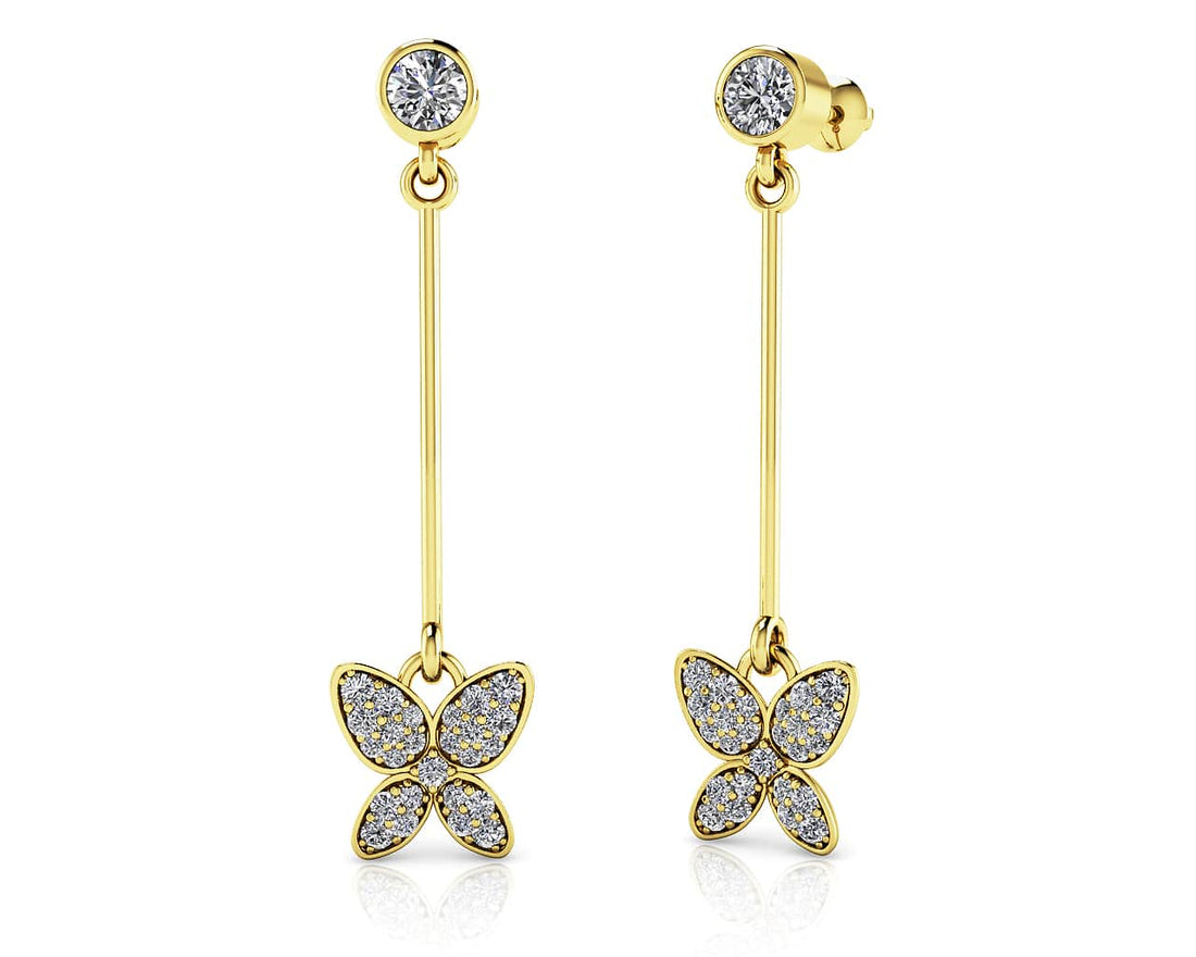 Butterfly Drop Bar Earrings Lab-Grown Diamond  with 0.56 ct.(finished)
