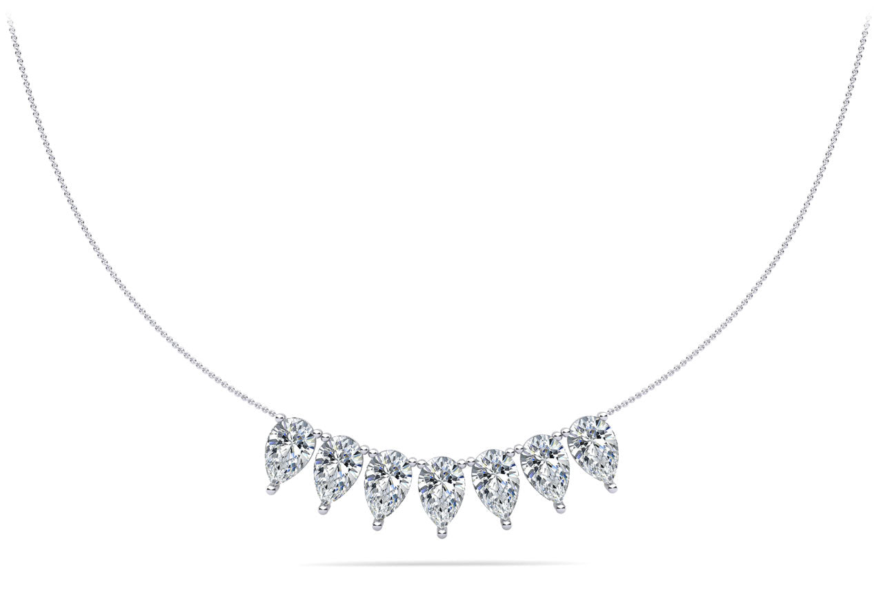 Seven Stone Pear Shape Diamond Necklace Lab-Grown Diamond  with 2.10 ct.(finished) 6x4mm
