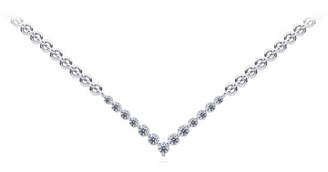 Graduated V Neck Diamond Necklace Diamond  with 2.42 ct.(finished) 3mm, 3.5mm, 4mm