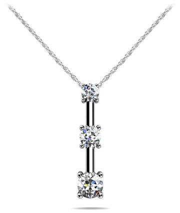 Four Prong 3 Stone Drop Pendant Diamond  with 0.27 ct.(finished) 2.2mm, 2.8mm, 3.4mm