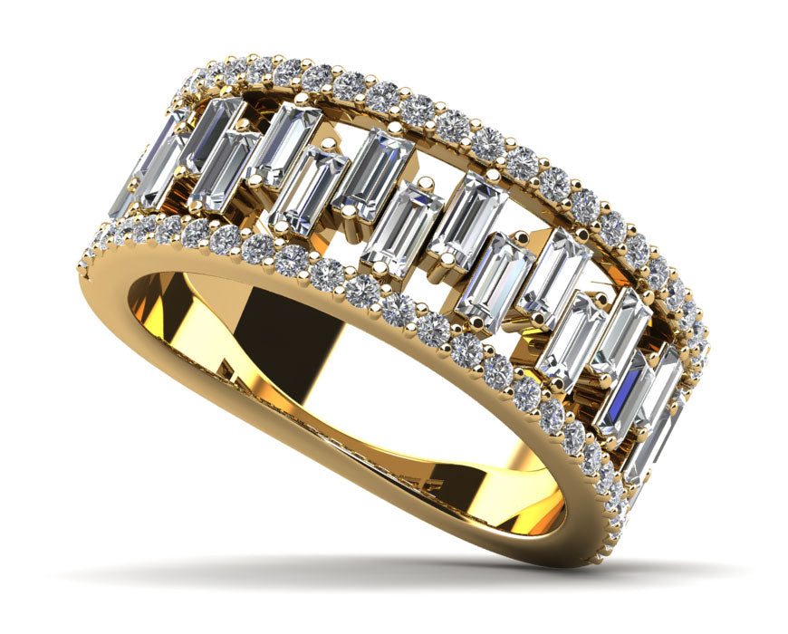 Stepping Stone Baguette Diamond Ring Diamond  with 1.50 ct.(finished) 3x1.5mm, 1.1mm