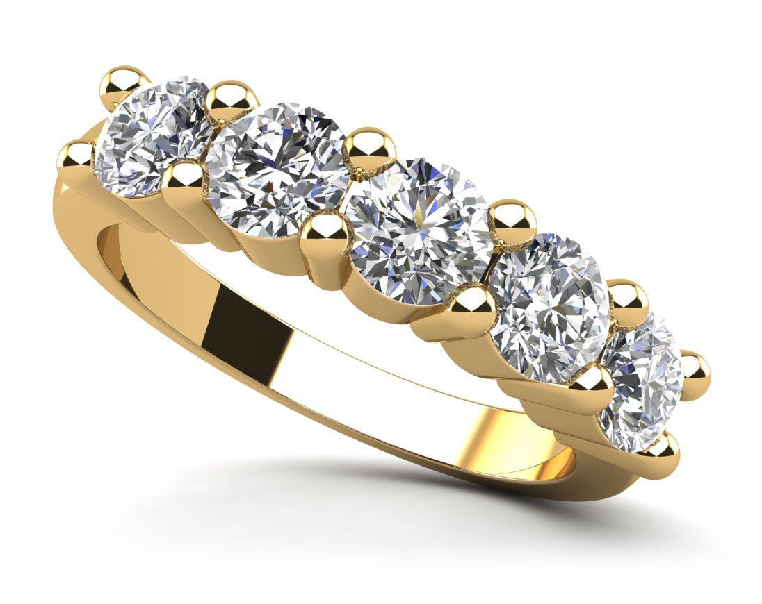 Classic Brilliant Five Stone Anniversary Ring Lab-Grown Diamond  with 1.25 ct.(finished) 4mm