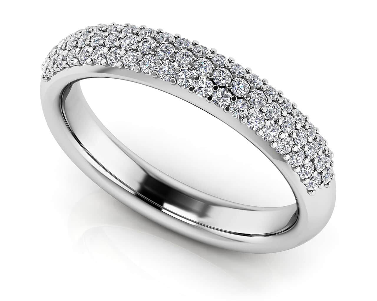 Triple Row Diamond Pave Wedding Ring Diamond  with 0.51 ct.(finished) 1.1mm