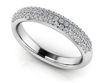 Triple Row Diamond Pave Wedding Ring Diamond  with 0.51 ct.(finished) 1.1mm