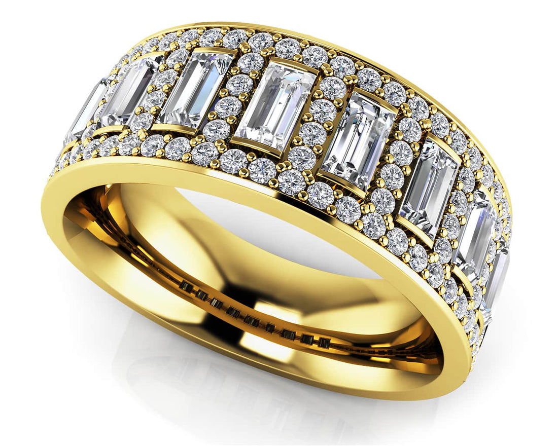 Luxurious Baguette And Round Diamond Accent Anniversary Ring Diamond  with 1.74 ct.(finished) 4x2mm, 1mm