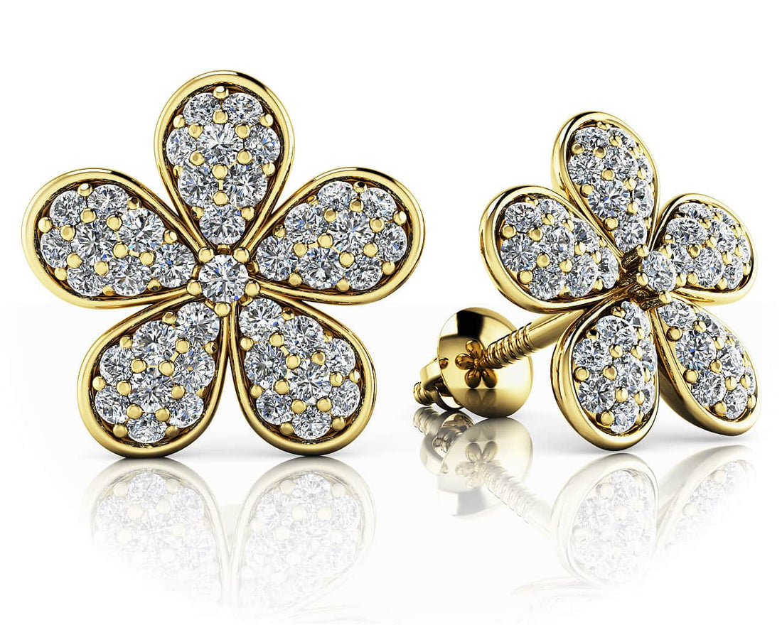 Diamond Flower Stud Earrings Diamond  with 0.44 ct.(finished) 1mm, 1.1mm, 1.2mm