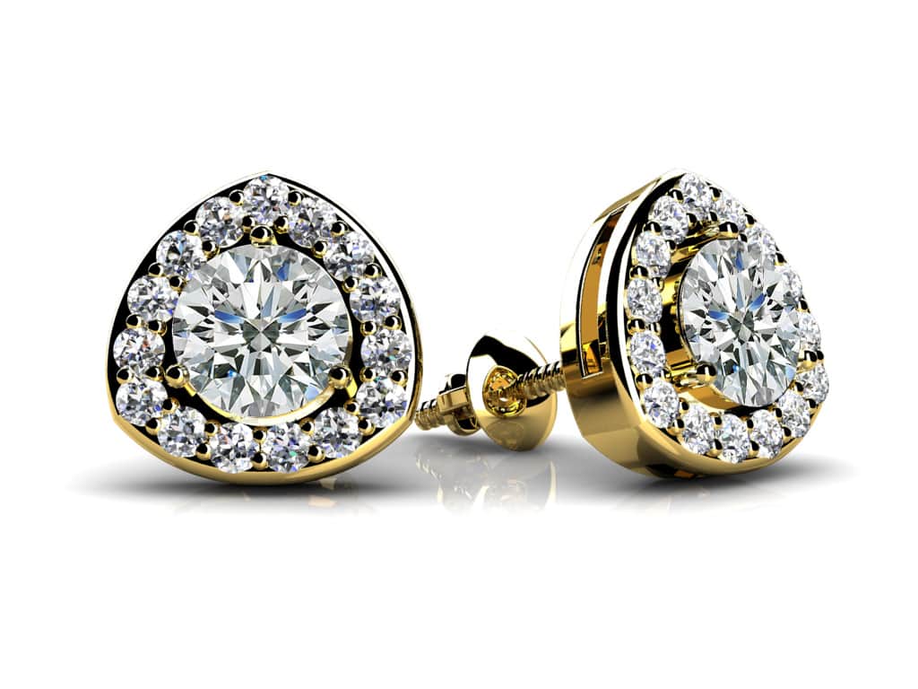 Rounded Triangular Diamond Studs Diamond  with 0.86 ct. (2X0.31 ct. center diamonds)