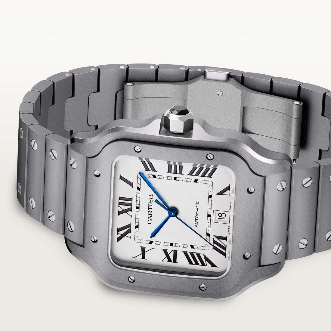 Cartier Santos Large Titanium - 39.8 mm Alligator Strap - WSSA0089